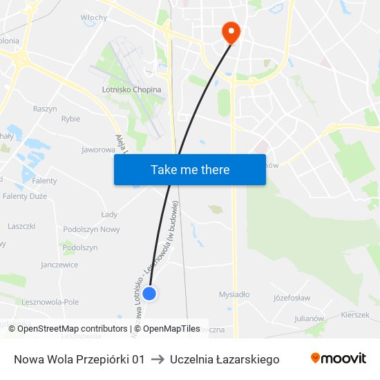 Nowa Wola Przepiórki to Uczelnia Łazarskiego map