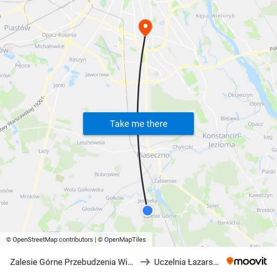 Zalesie Górne Przebudzenia Wiosny 01 to Uczelnia Łazarskiego map