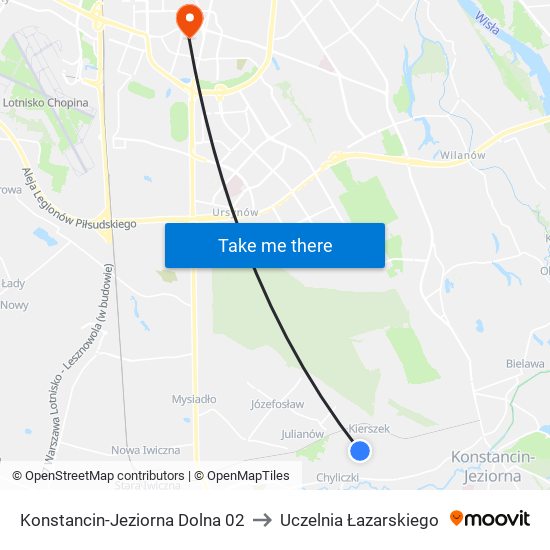 Konstancin-Jeziorna Dolna 02 to Uczelnia Łazarskiego map