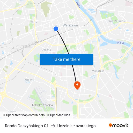 Rondo Daszyńskiego 01 to Uczelnia Łazarskiego map