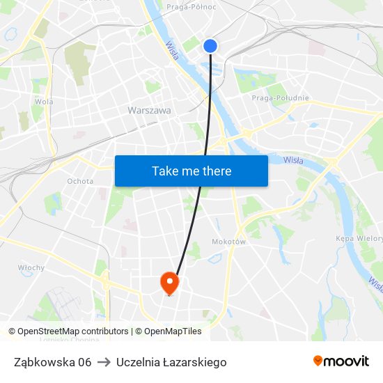 Ząbkowska 06 to Uczelnia Łazarskiego map