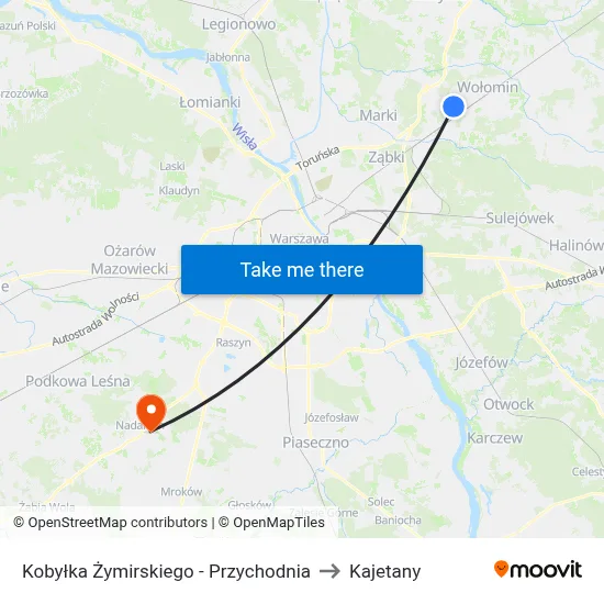 Kobyłka Żymirskiego - Przychodnia to Kajetany map