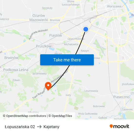 Łopuszańska 02 to Kajetany map