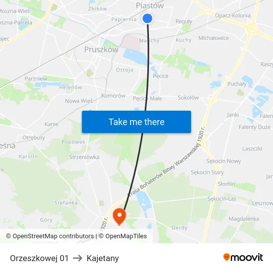 Orzeszkowej 01 to Kajetany map