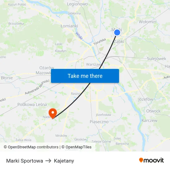 Marki Sportowa to Kajetany map