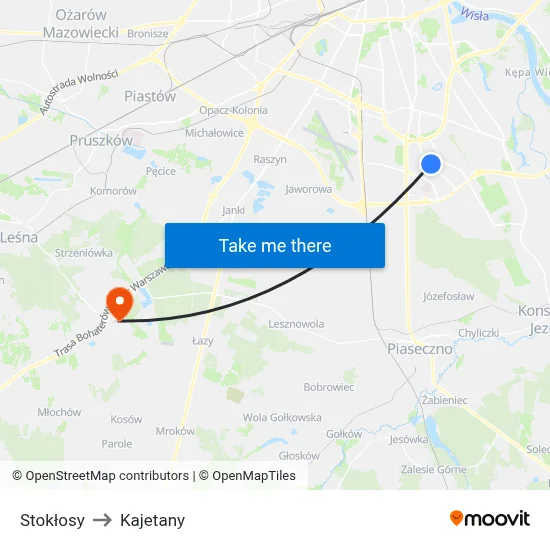 Stokłosy to Kajetany map