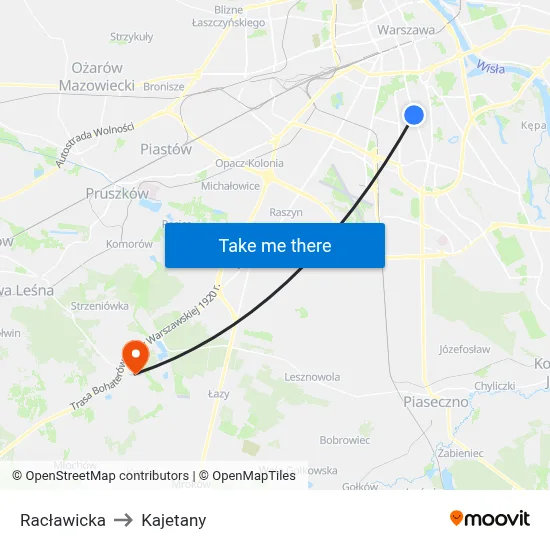 Racławicka to Kajetany map