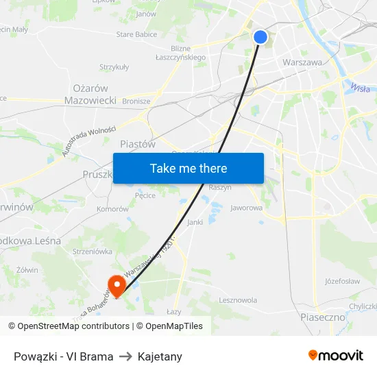 Powązki - VI Brama to Kajetany map