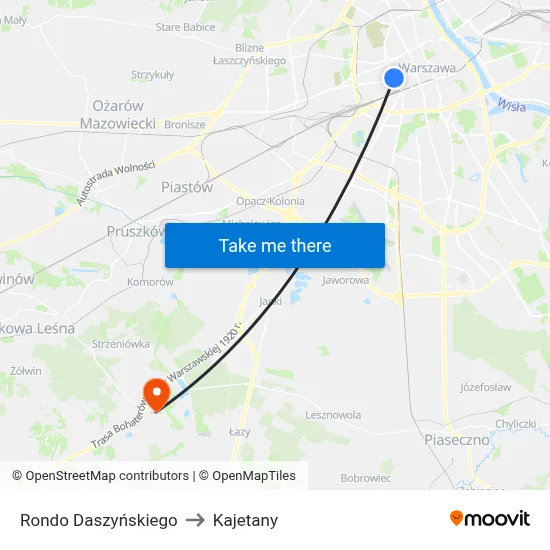 Rondo Daszyńskiego to Kajetany map