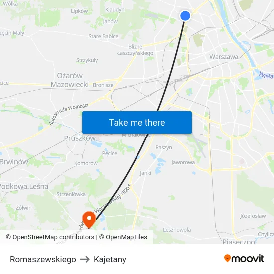 Romaszewskiego to Kajetany map