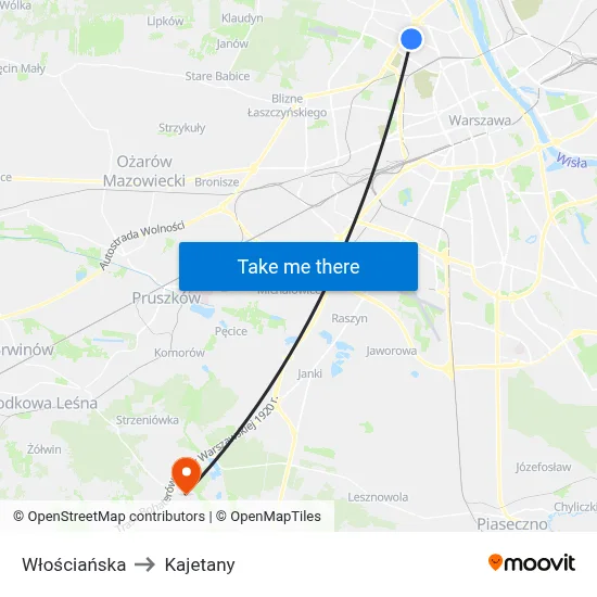 Włościańska to Kajetany map