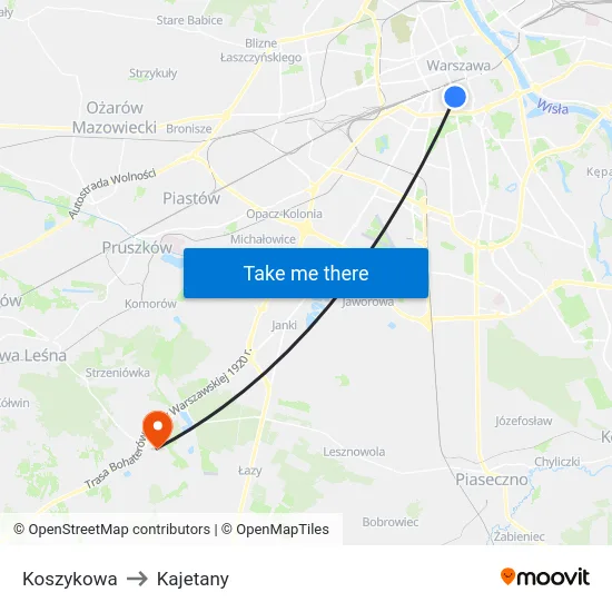 Koszykowa to Kajetany map