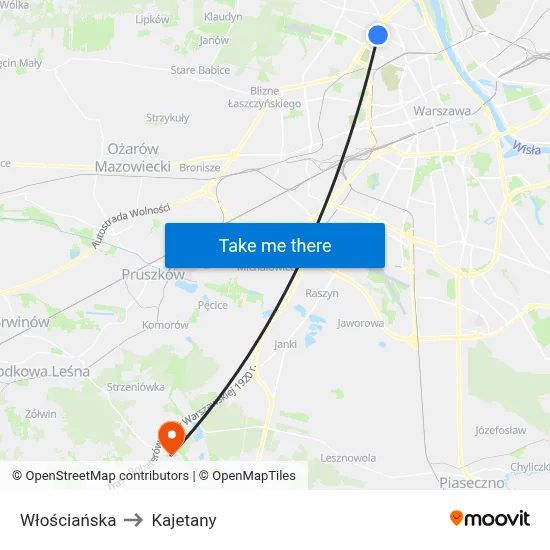 Włościańska to Kajetany map