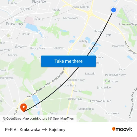 P+R Al. Krakowska to Kajetany map