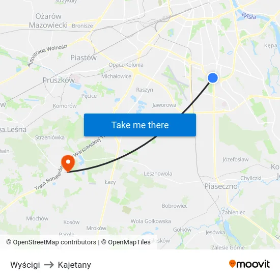 Wyścigi to Kajetany map