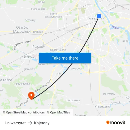 Uniwersytet to Kajetany map