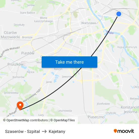 Szaserów - Szpital to Kajetany map