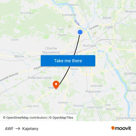 AWF to Kajetany map