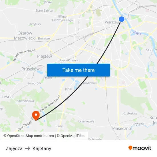 Zajęcza to Kajetany map