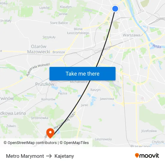 Metro Marymont to Kajetany map