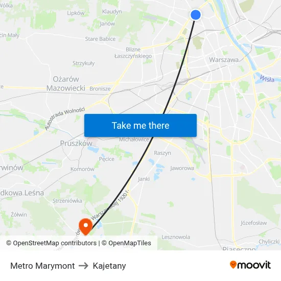Metro Marymont to Kajetany map