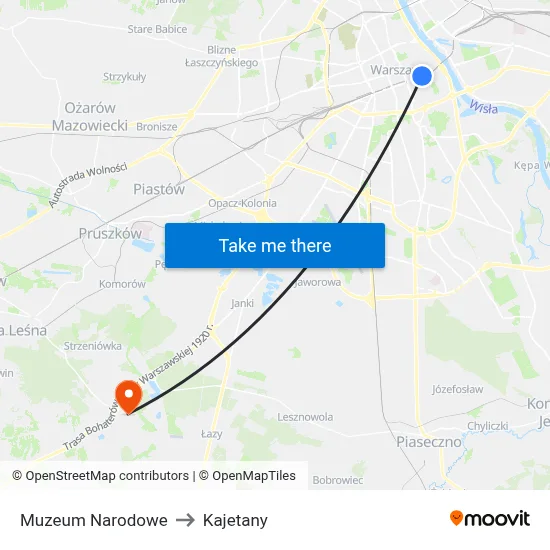 Muzeum Narodowe to Kajetany map