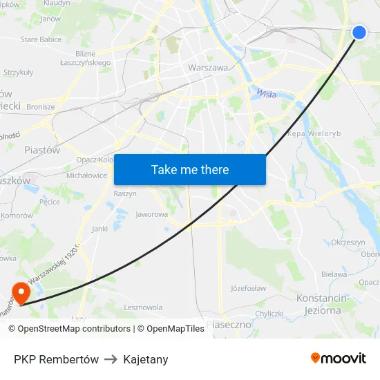 PKP Rembertów to Kajetany map