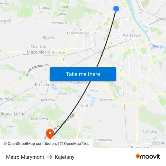 Metro Marymont to Kajetany map