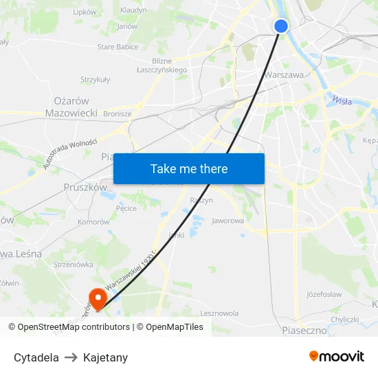 Cytadela to Kajetany map
