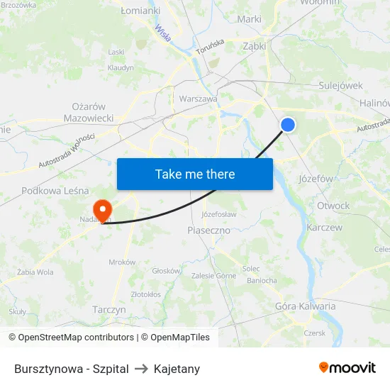 Bursztynowa - Szpital to Kajetany map