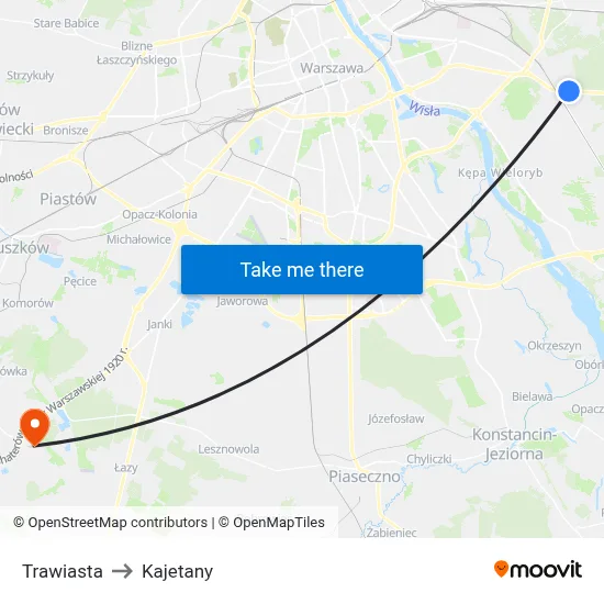 Trawiasta to Kajetany map