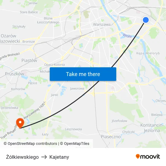 Żółkiewskiego to Kajetany map