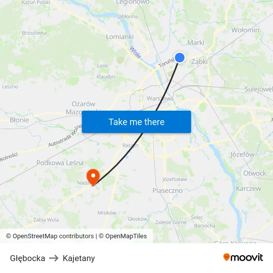 Głębocka to Kajetany map