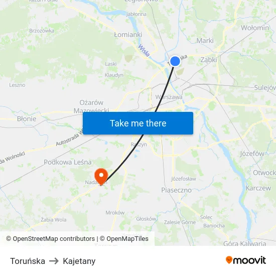 Toruńska to Kajetany map