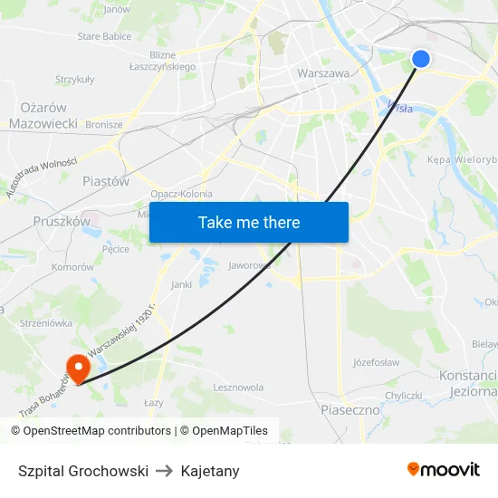 Szpital Grochowski to Kajetany map