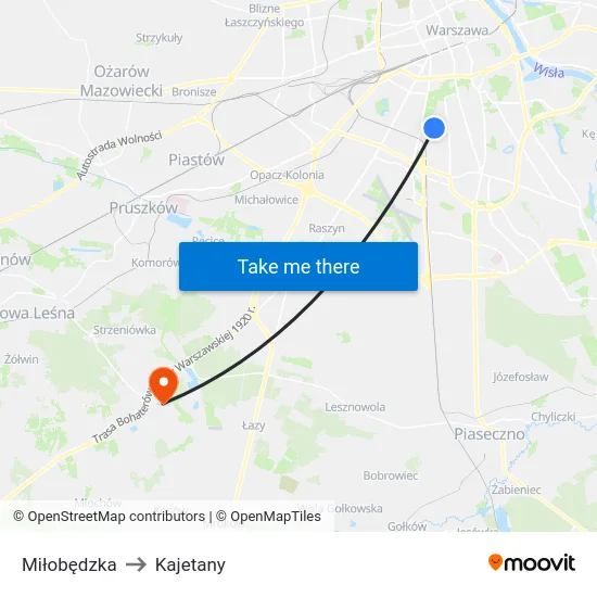 Miłobędzka to Kajetany map