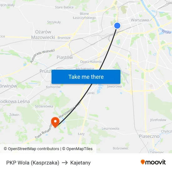 PKP Wola (Kasprzaka) to Kajetany map