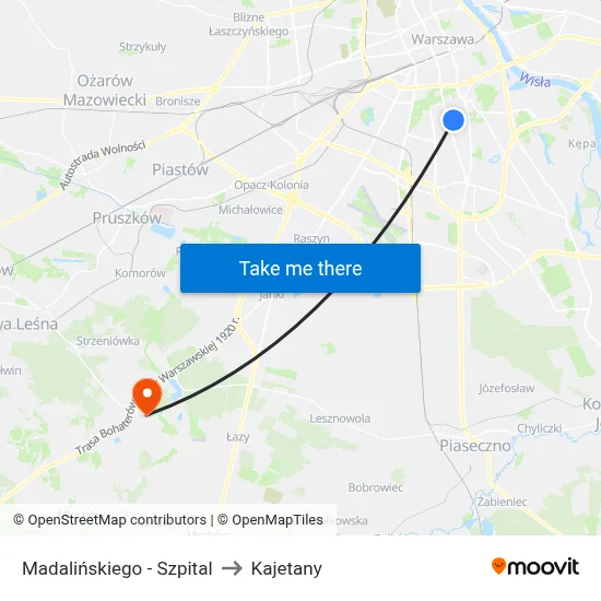 Madalińskiego - Szpital to Kajetany map