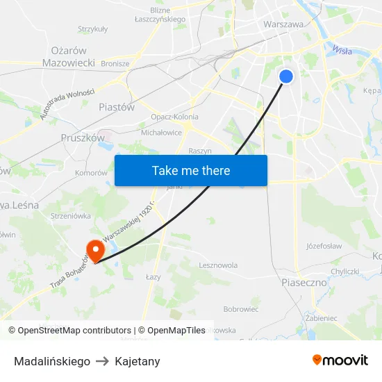 Madalińskiego to Kajetany map