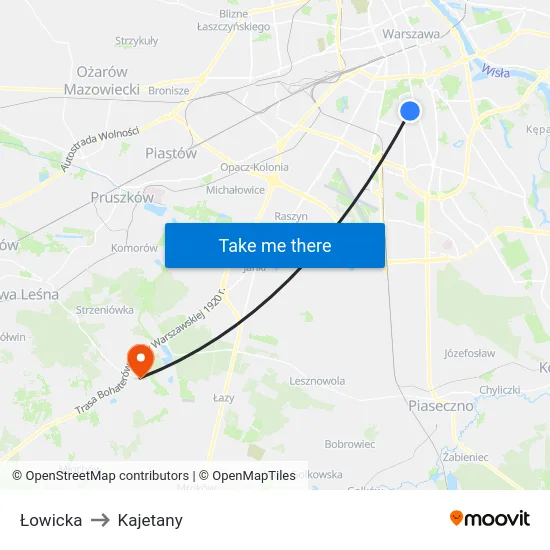 Łowicka to Kajetany map