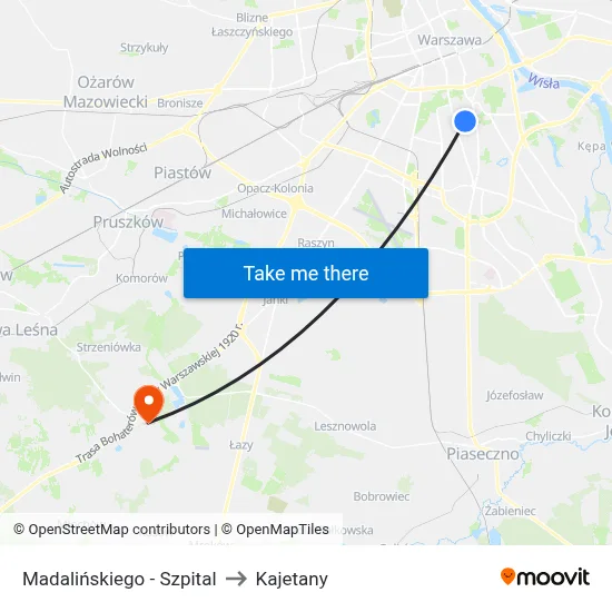 Madalińskiego - Szpital to Kajetany map