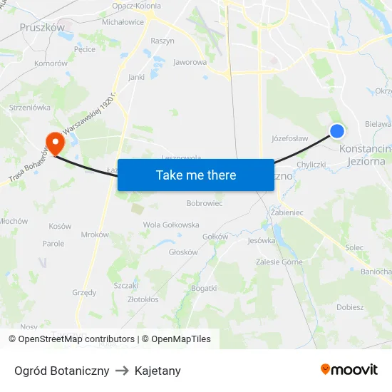 Ogród Botaniczny to Kajetany map