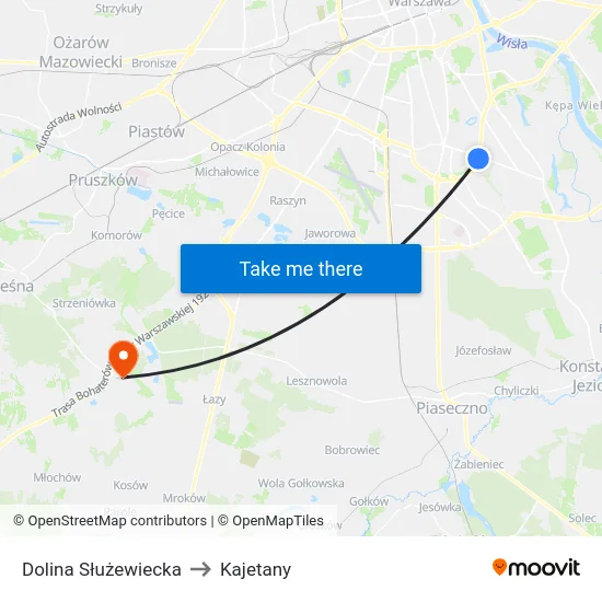 Dolina Służewiecka to Kajetany map