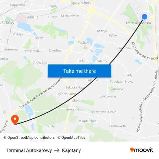 Terminal Autokarowy to Kajetany map