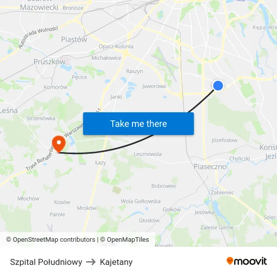 Szpital Południowy to Kajetany map