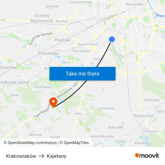 Krakowiaków to Kajetany map