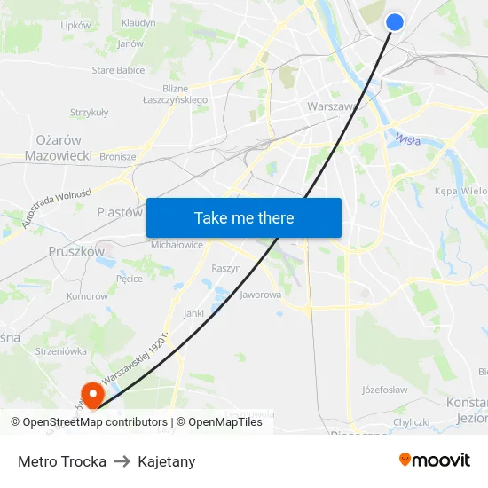 Metro Trocka to Kajetany map