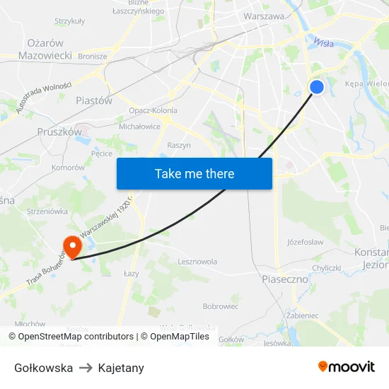 Gołkowska to Kajetany map