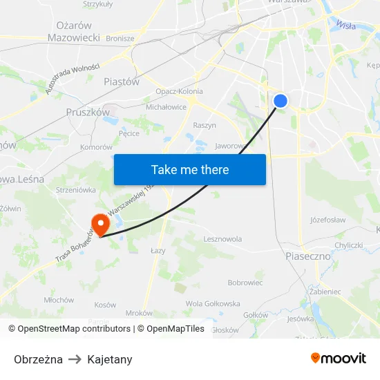 Obrzeżna to Kajetany map