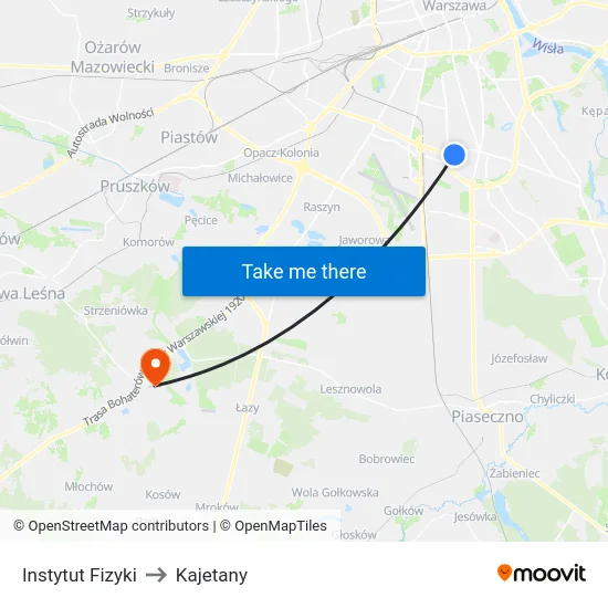Instytut Fizyki to Kajetany map